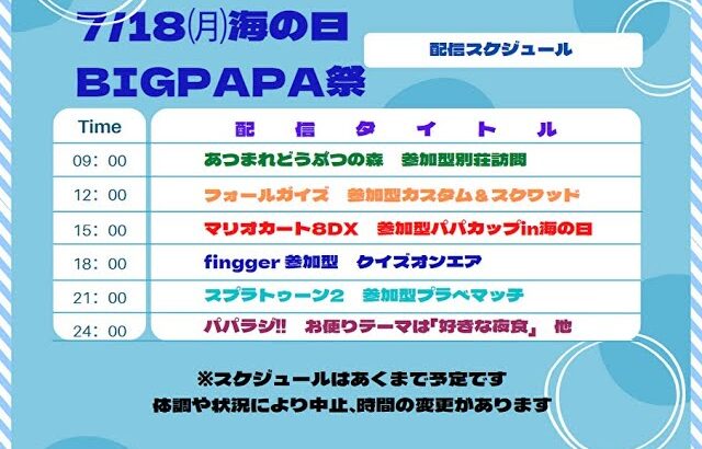 【あつ森・参加型】海の日パパ祭り！　 バリ島主のハピパラクリエイト回 vol.177 童心を忘れないアラフォーおじさんBIGPAPAのまったりゲーム実況