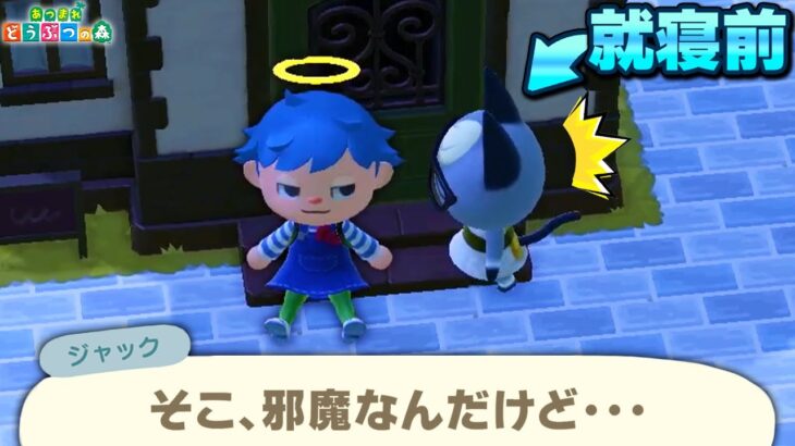 住民が就寝しようと家に帰る時にドアの前に座ってたらどうなるのか？【あつ森 / あつまれどうぶつの森】「小ネタ検証」