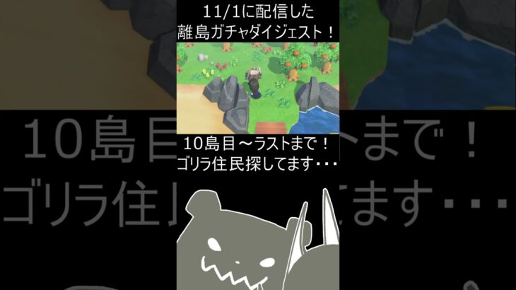 【あつ森】11/1の離島ガチャ！ゴリラ探して・・・10島目～ラストまでのダイジェスト！【あつまれ どうぶつの森】#Shorts