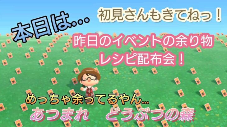 【あつ森】＃１３、昨日のイベントの余り物レシピ配布しますー！誰か覚えにきませんかー？配信✨【あつまれ どうぶつの森】700日以上毎日連続配信！