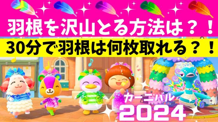 【あつ森】2024年カーニバルで検証【羽根を多くとるコツ＆３０分でハネは何枚とれる？】ベルリーナの長過ぎるアレ・・・