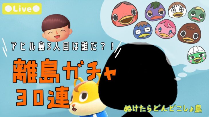 【あつ森 | ライブ】アヒル住民３人目を求めて！！離島ガチャ３０連！！アヒル住民狙い隊（定員１名）＃４【低予算島クリエイト | ぬけたらどんどこしょ島】